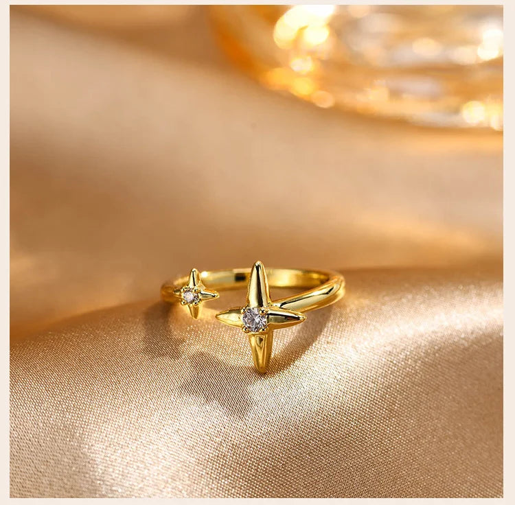 Four-Pointed Star Statement Ring