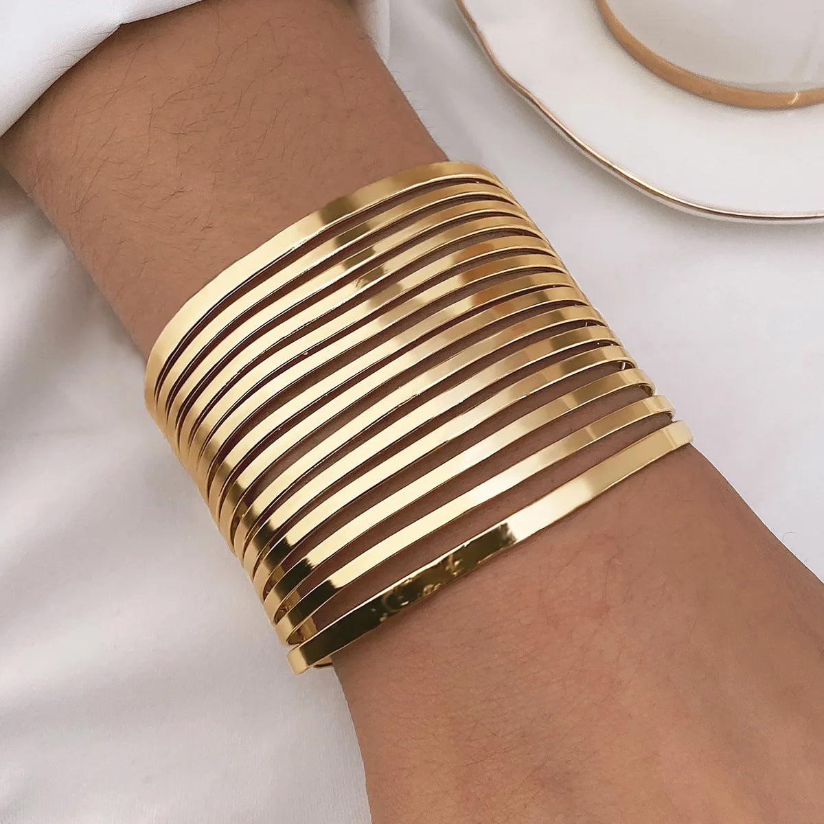 Bold Hollow Cuff Bangle