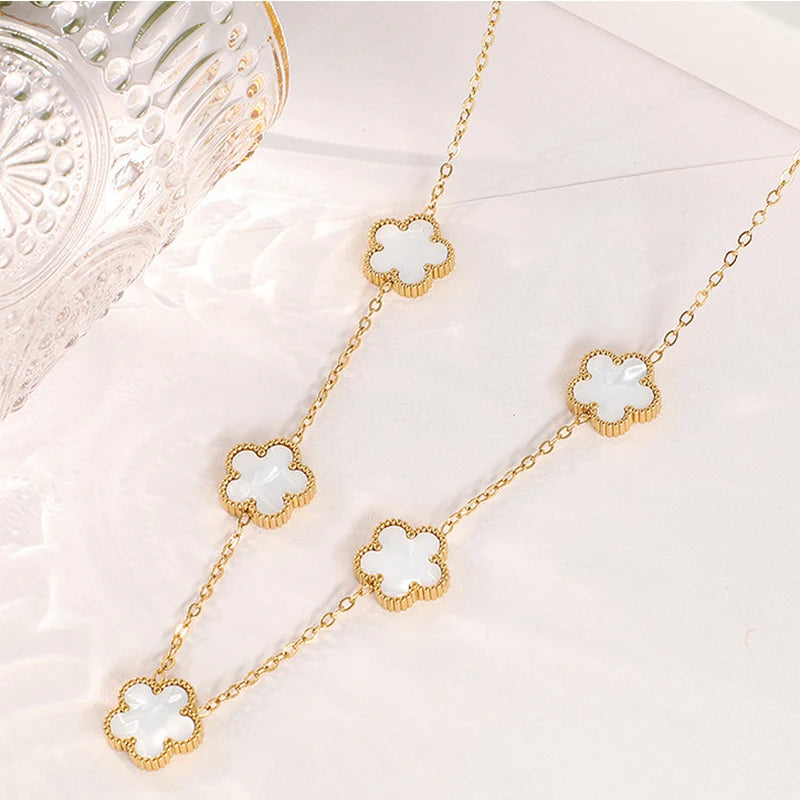 Five-Petal Double-Sided Pendant Necklace