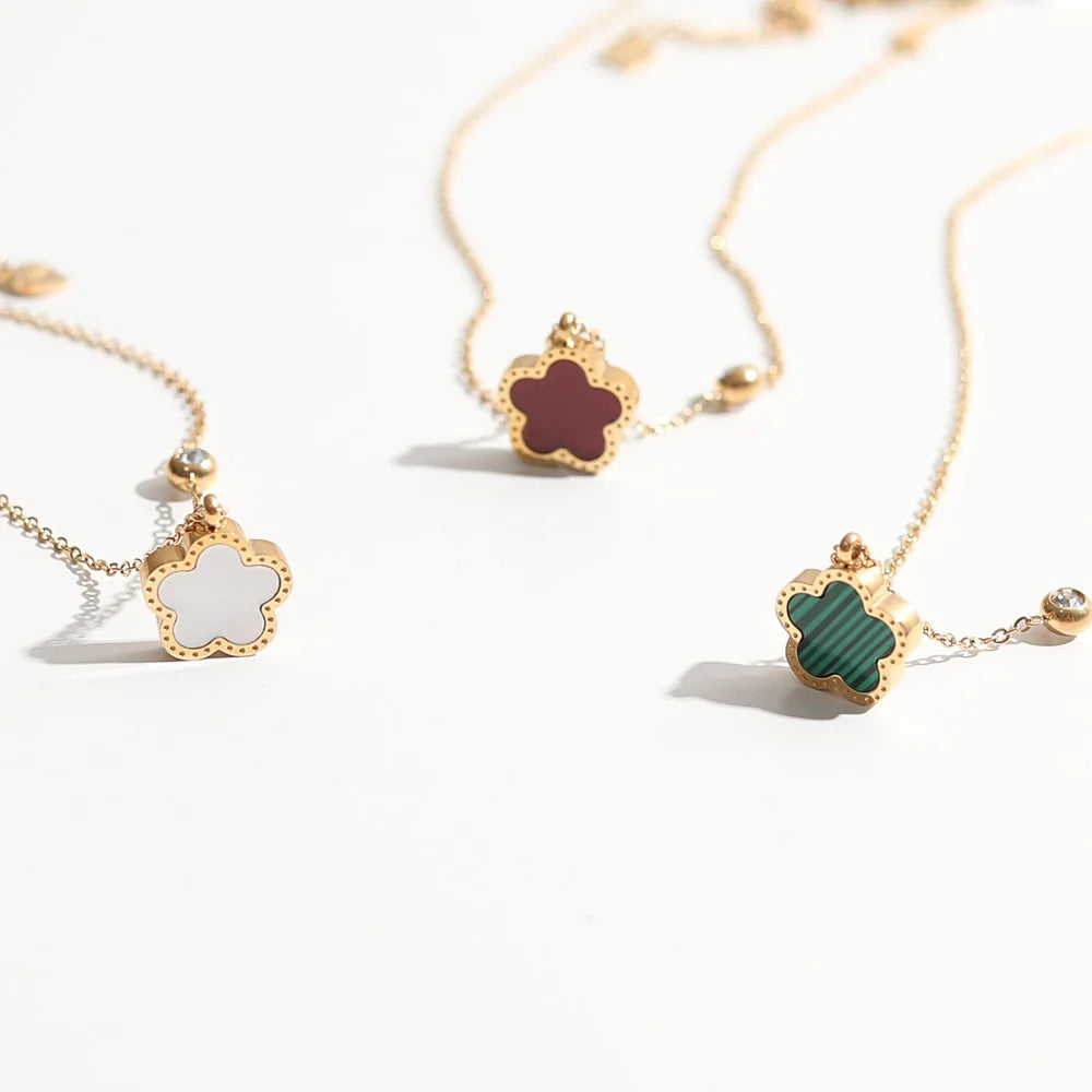 Elegant Five-Leaf Clover Necklace