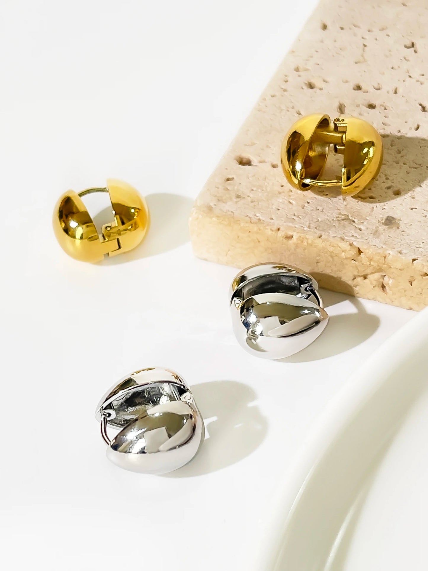 Minimalist Double-Faced Droplet Hoop Earrings