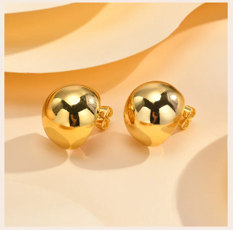Half-Round Geometric Stud Earrings