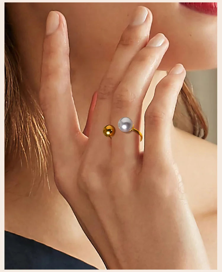 Modern Bypass Pearl Cuff Ring