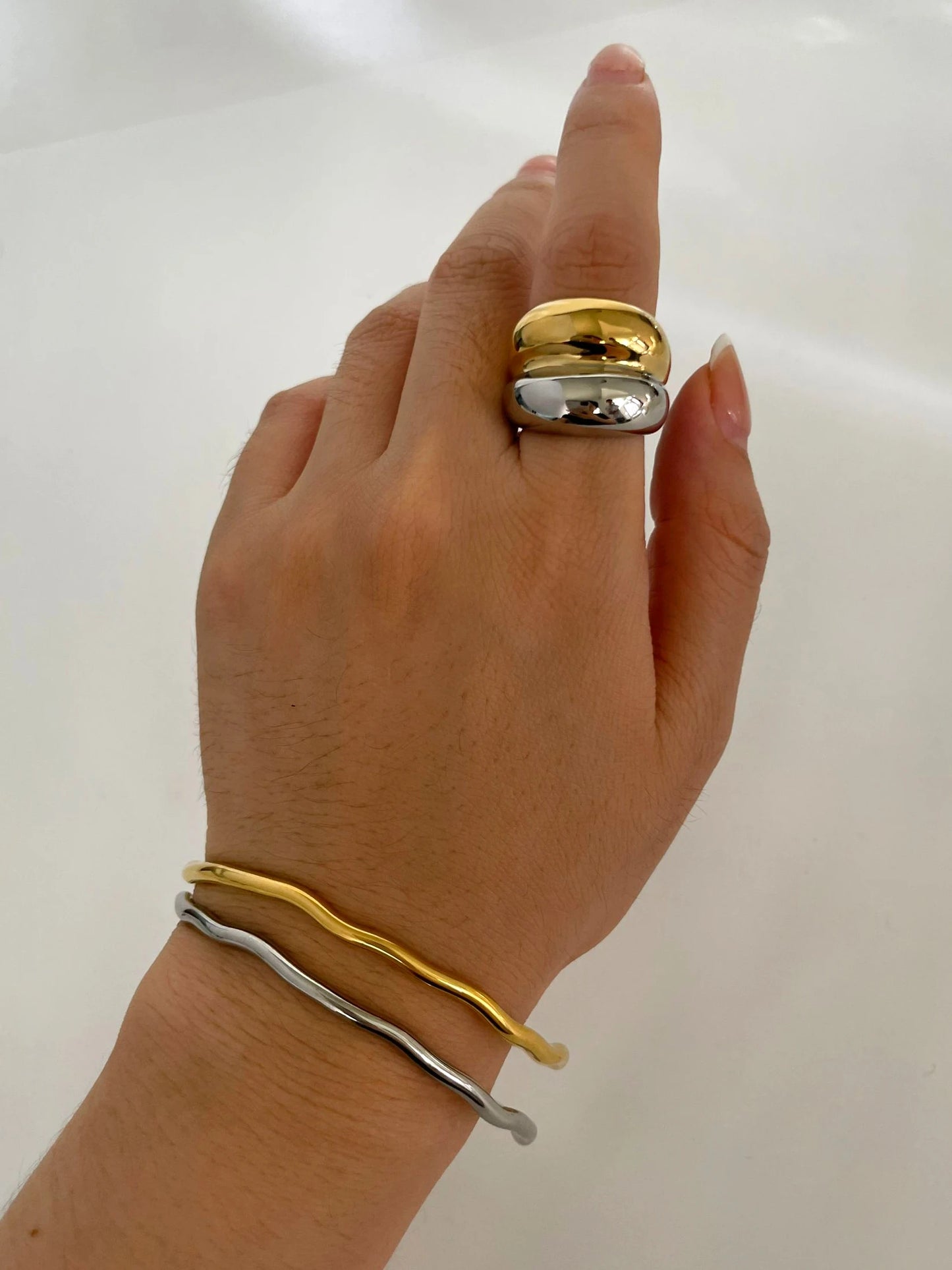 Bold Two-Tone Dome Ring