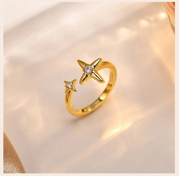 Four-Pointed Star Statement Ring