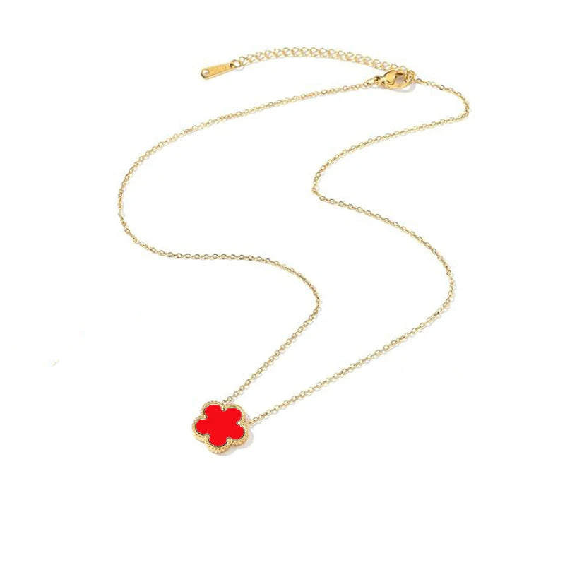 Five-Petal Double-Sided Pendant Necklace