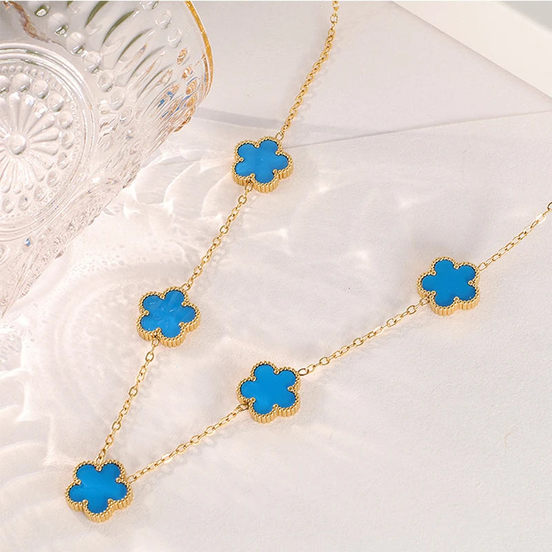 Five-Petal Double-Sided Pendant Necklace