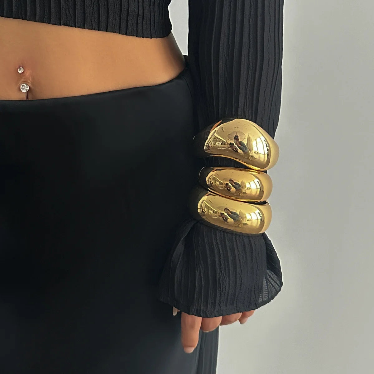 Exaggerated Geometric Wide Cuff Bangles