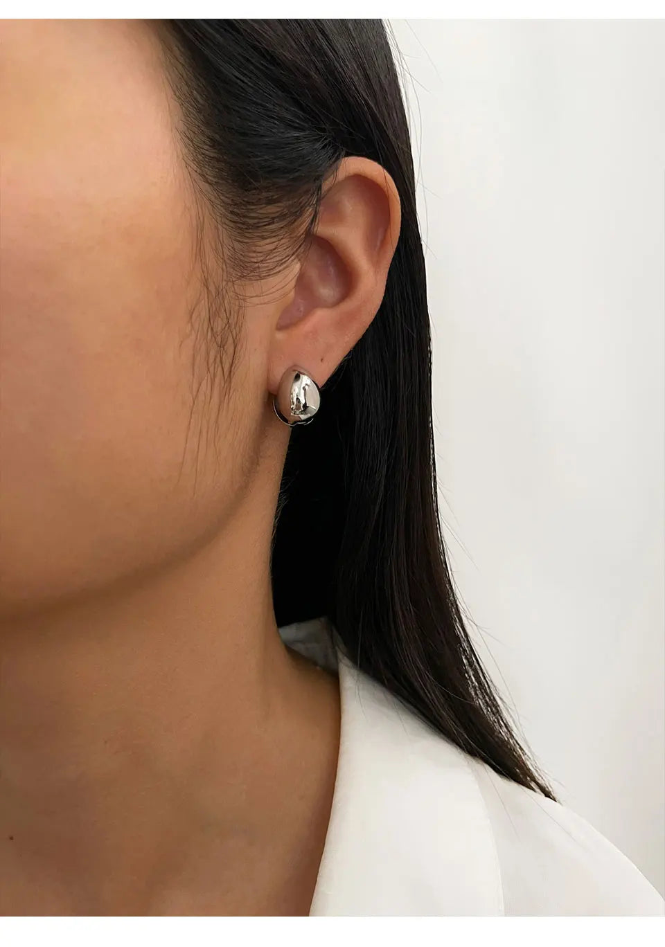 Minimalist Double-Faced Droplet Hoop Earrings