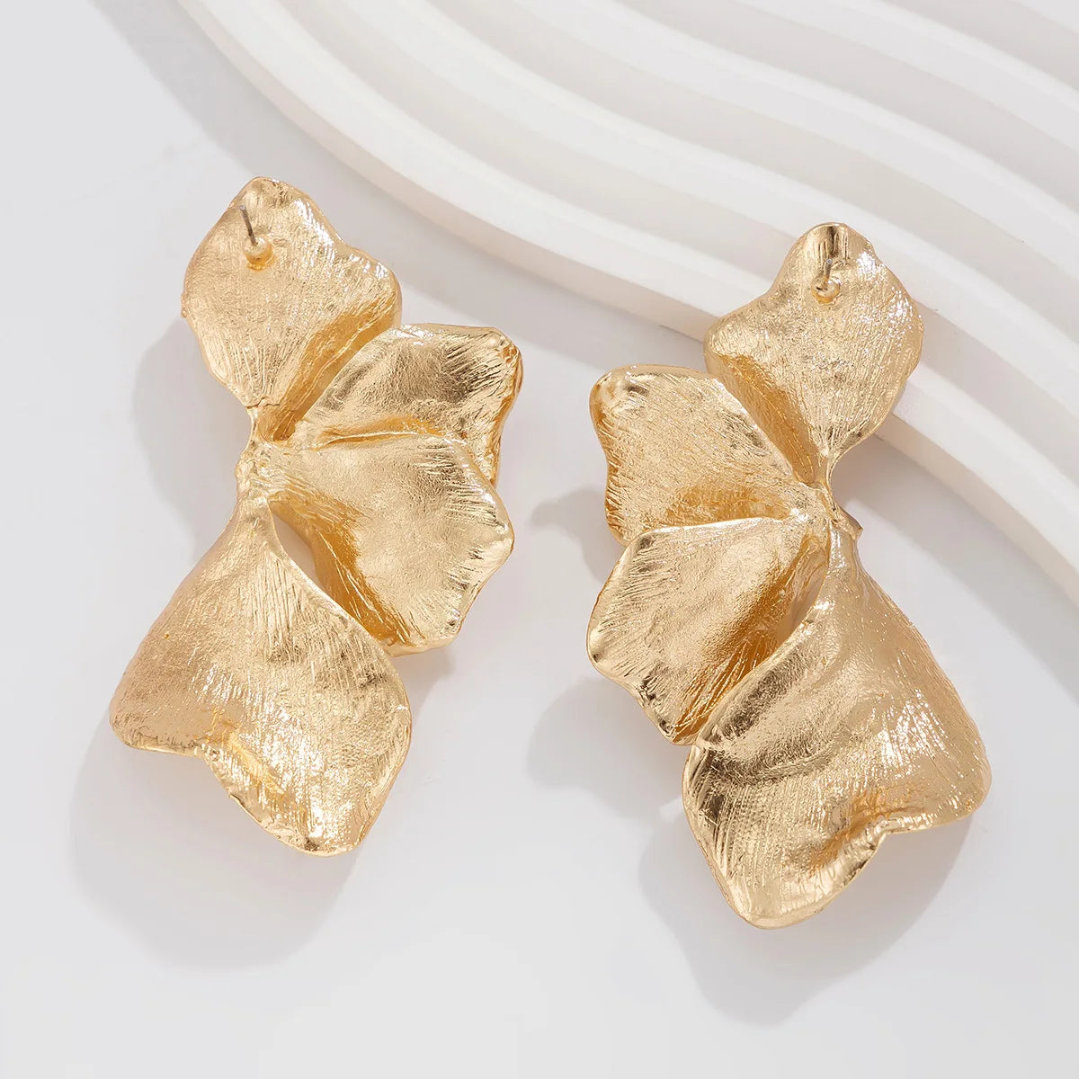 Floral Metal Stud Earrings
