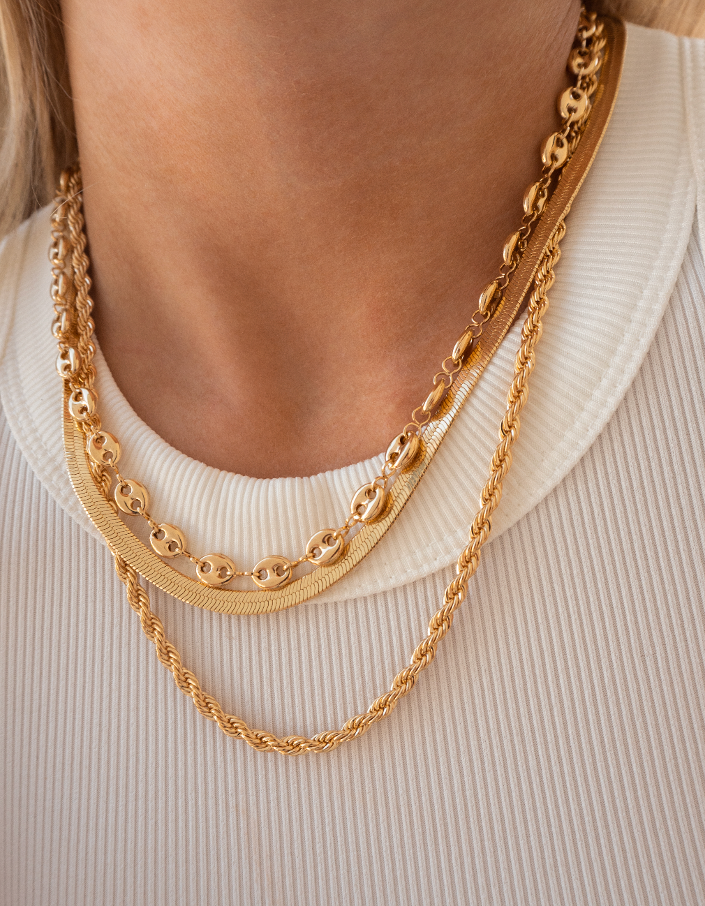 Gigi Elegant Gold Herringbone Snake Chain Necklace