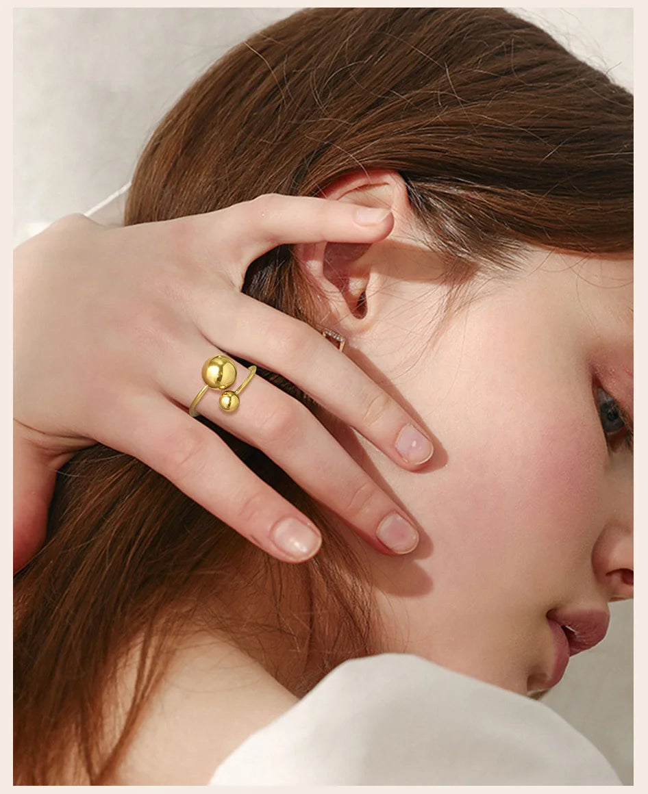 Minimalist Double Ball Statement Ring