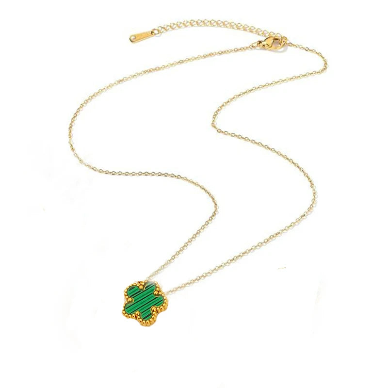 Five-Petal Double-Sided Pendant Necklace