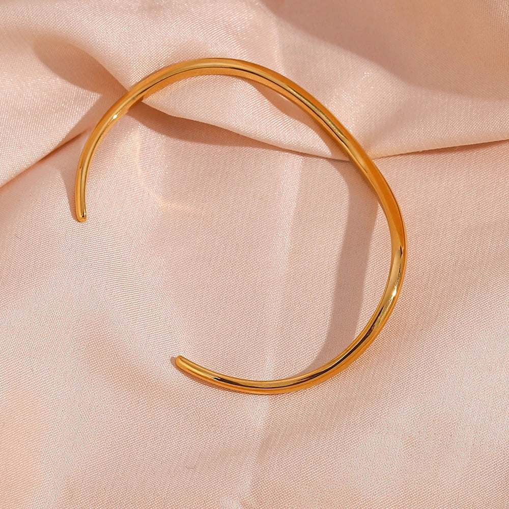 Irregular Wave-Shaped Minimalist Cuff Bracelet