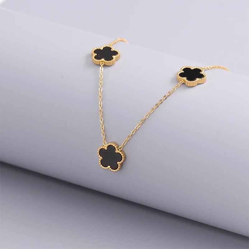 Five-Petal Double-Sided Pendant Necklace