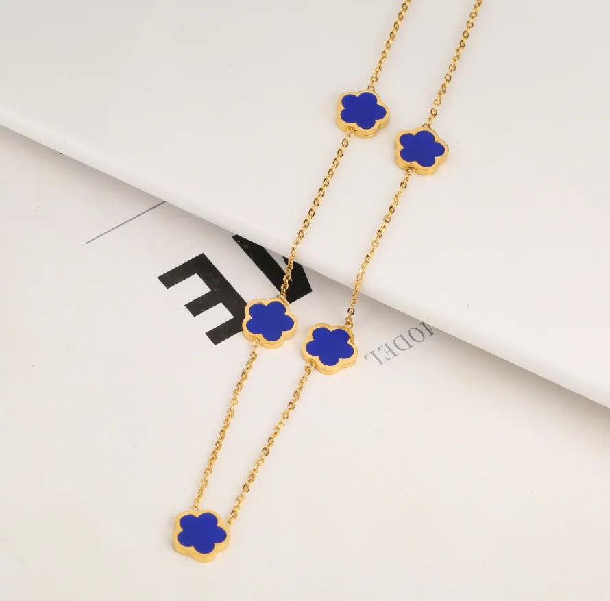 Five-Flower Clover Pendant Necklace
