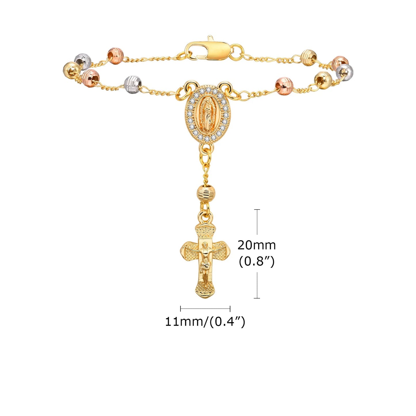 Rosary Bead Cross Bracelet