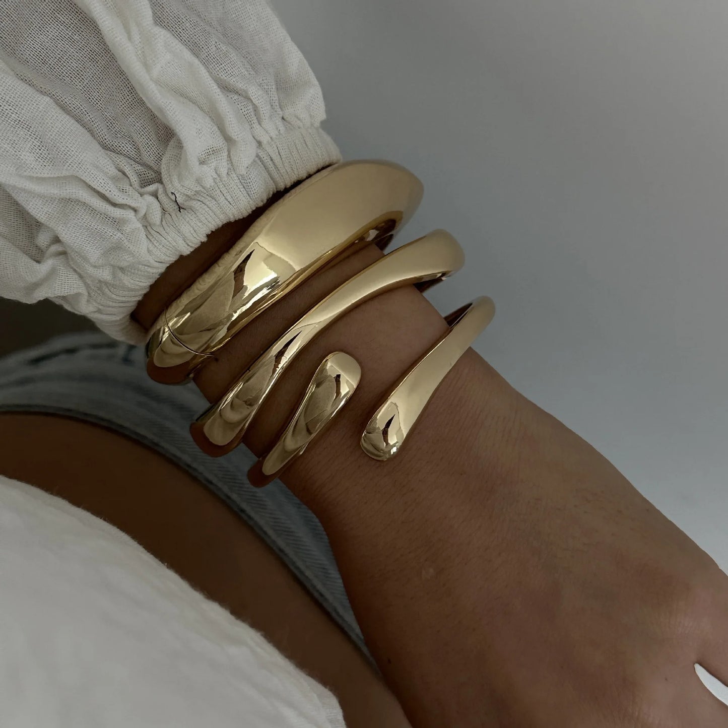 Bold Sliver Geometric Cuff Bangles