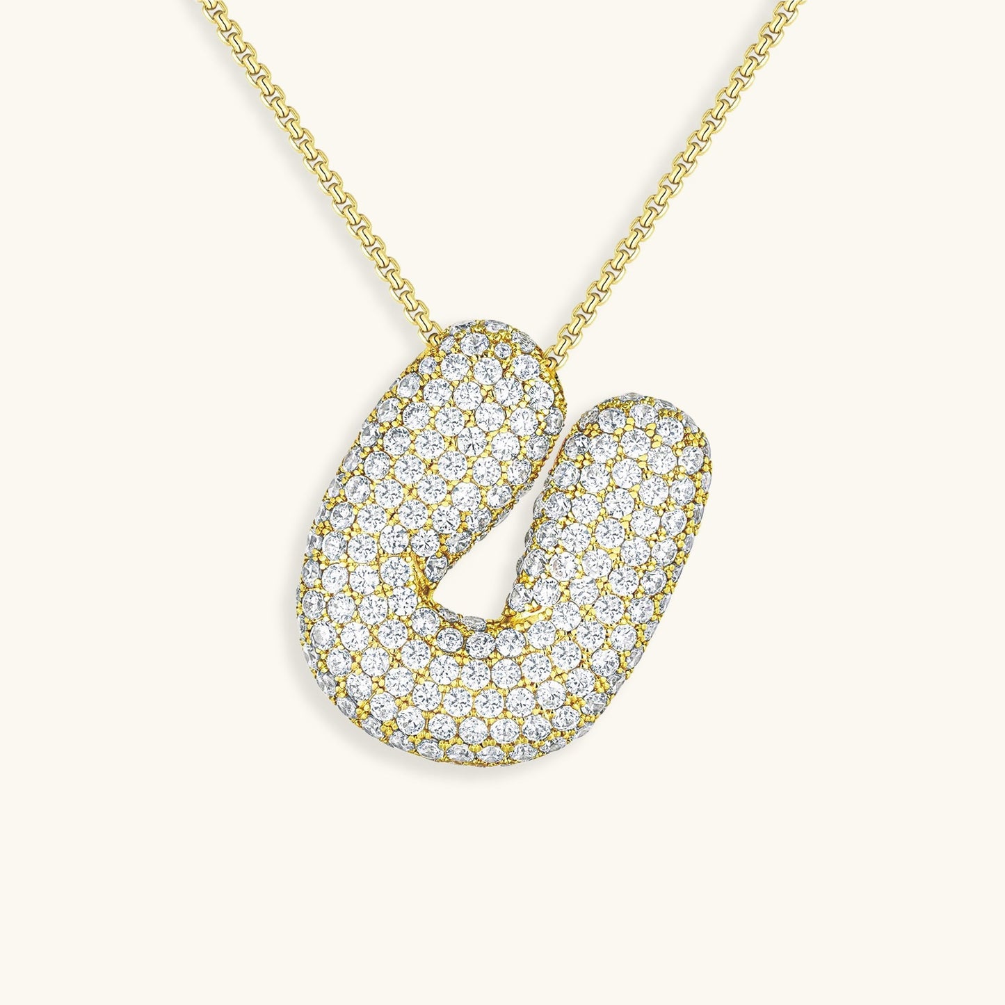 Elegant Bubble Initial Diamond Look Necklace