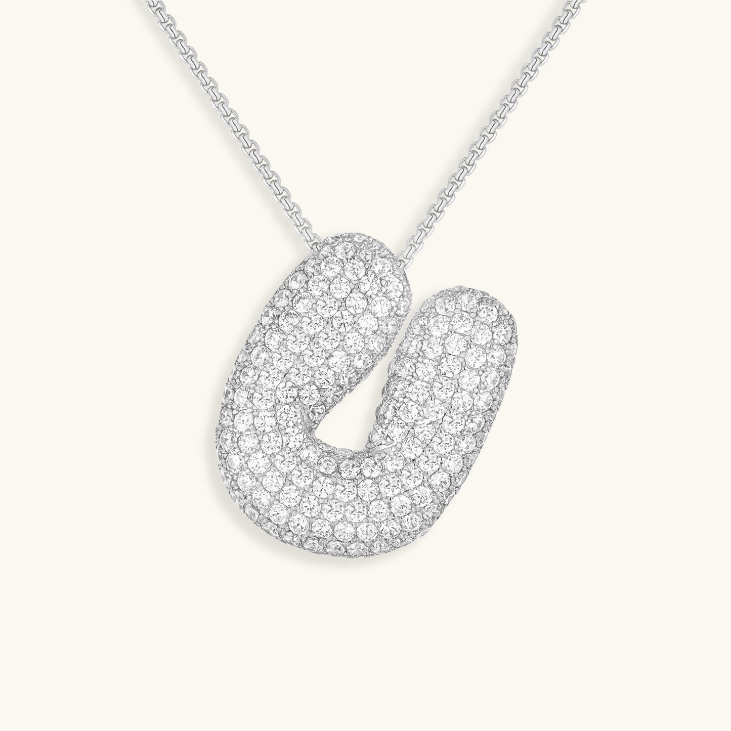 Elegant Bubble Initial Diamond Look Necklace