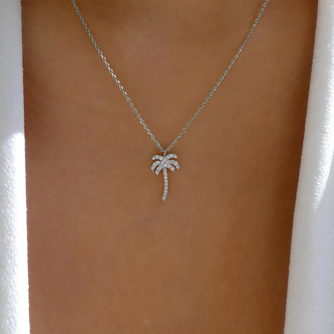Vibrant Tropical Palm Tree Pendant Necklace