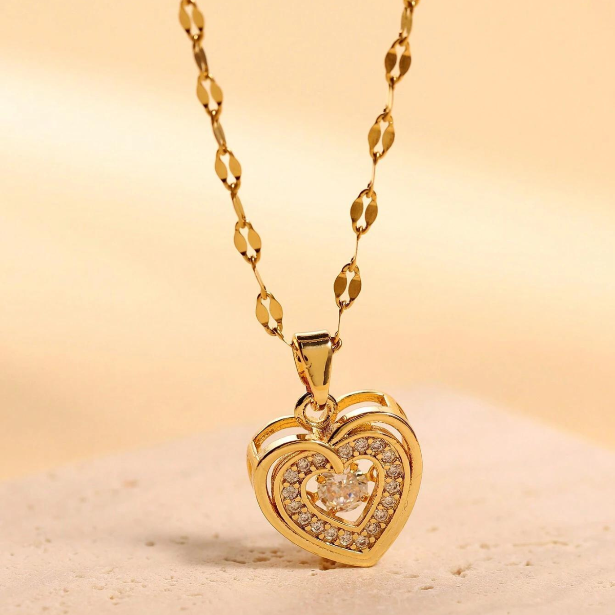 Loving Heart Pendant Double Layer Necklace