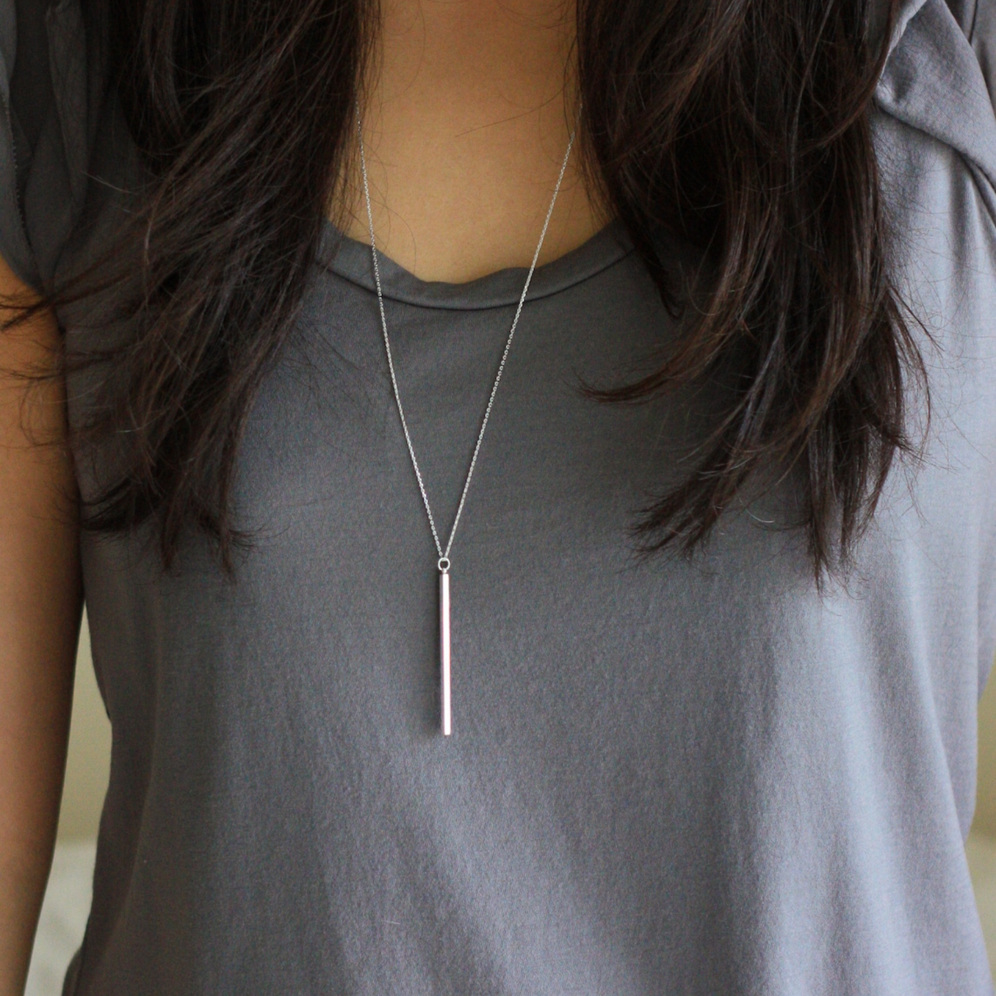 Elegant Delicate Vertical Bar Necklace