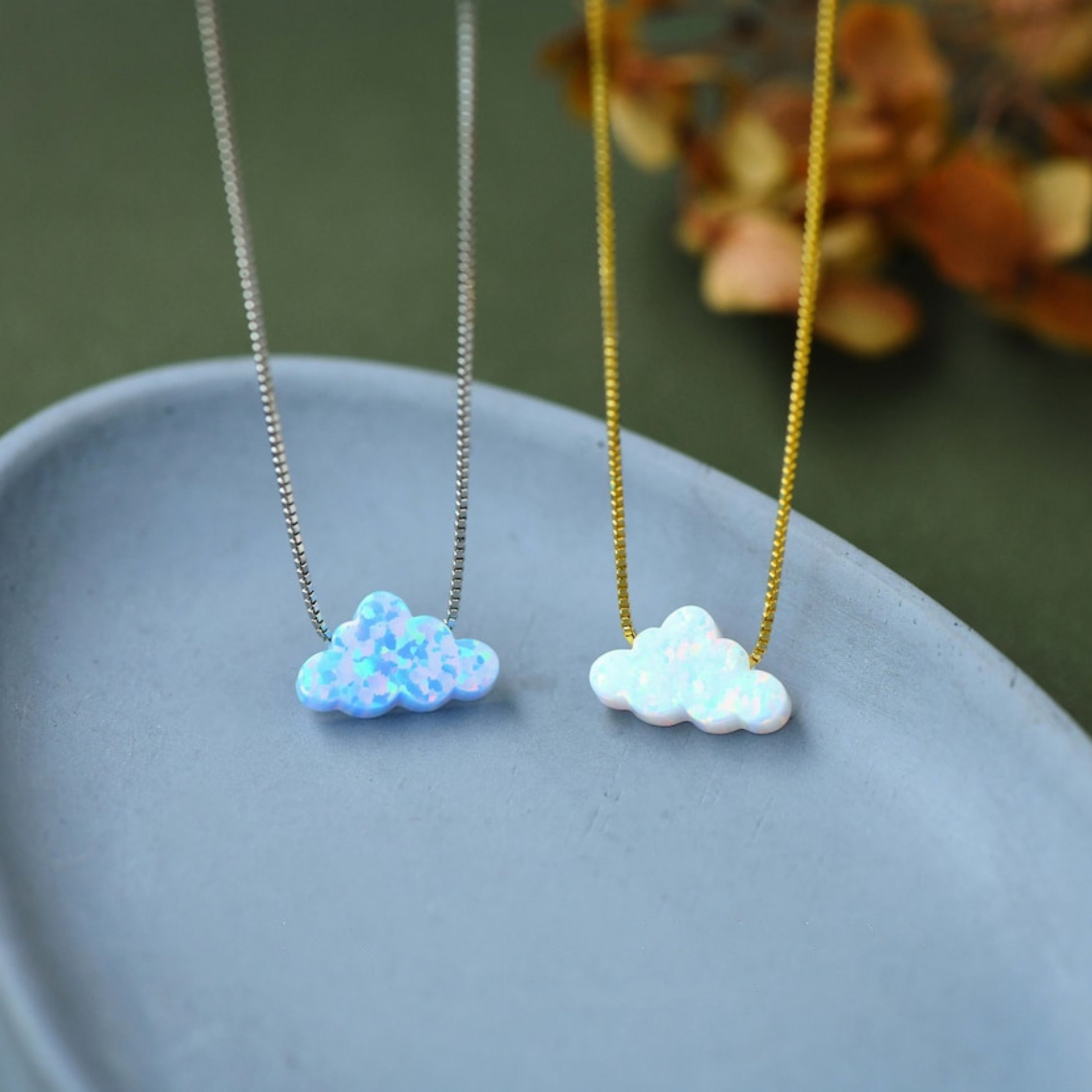 Elegant Cloud Opal With Charming Cloud Pendant Necklace