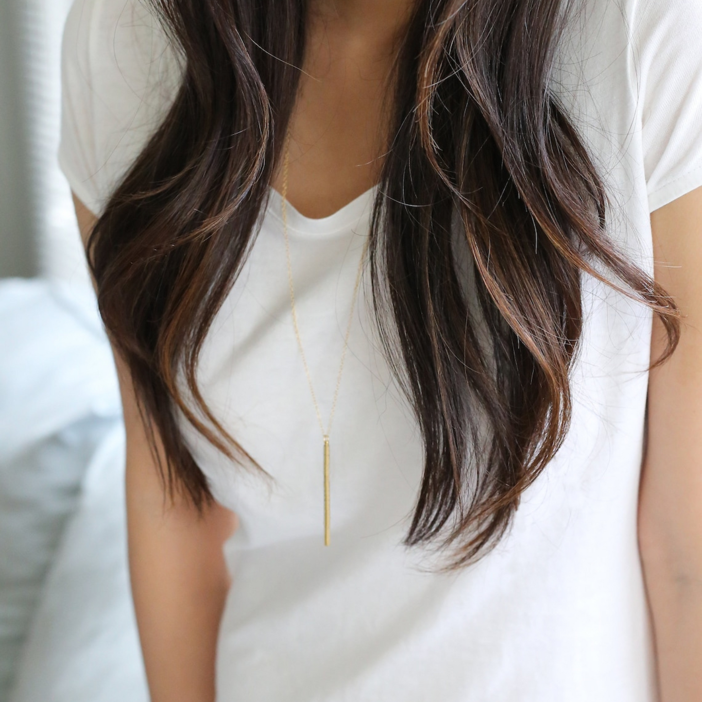 Elegant Delicate Vertical Bar Necklace