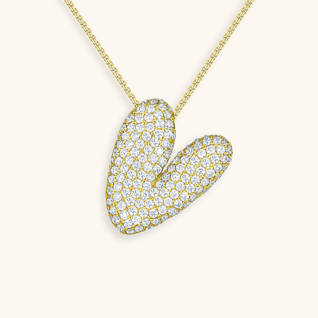 Elegant Bubble Initial Diamond Look Necklace