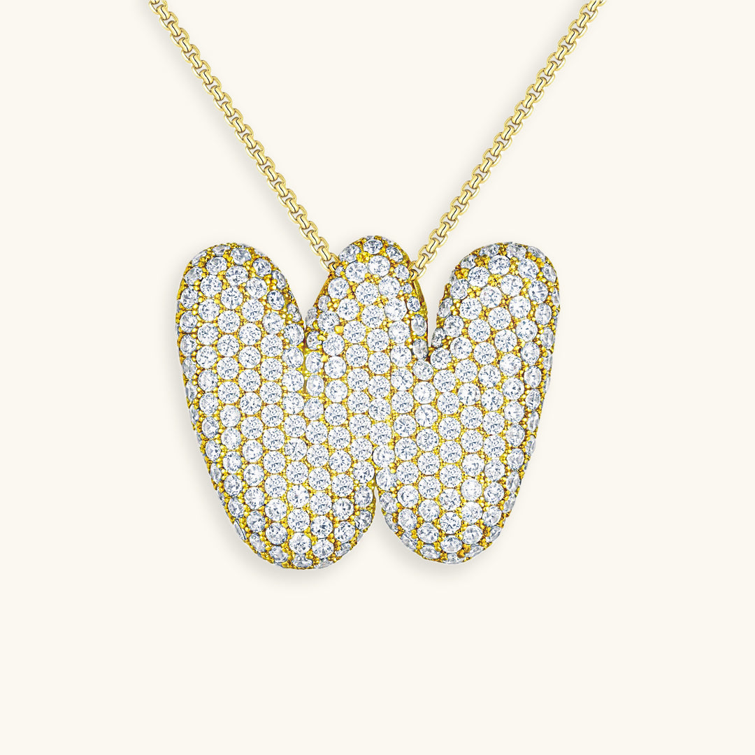 Elegant Bubble Initial Diamond Look Necklace