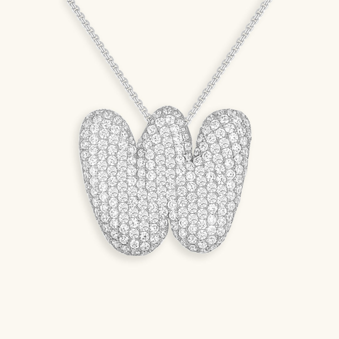 Elegant Bubble Initial Diamond Look Necklace