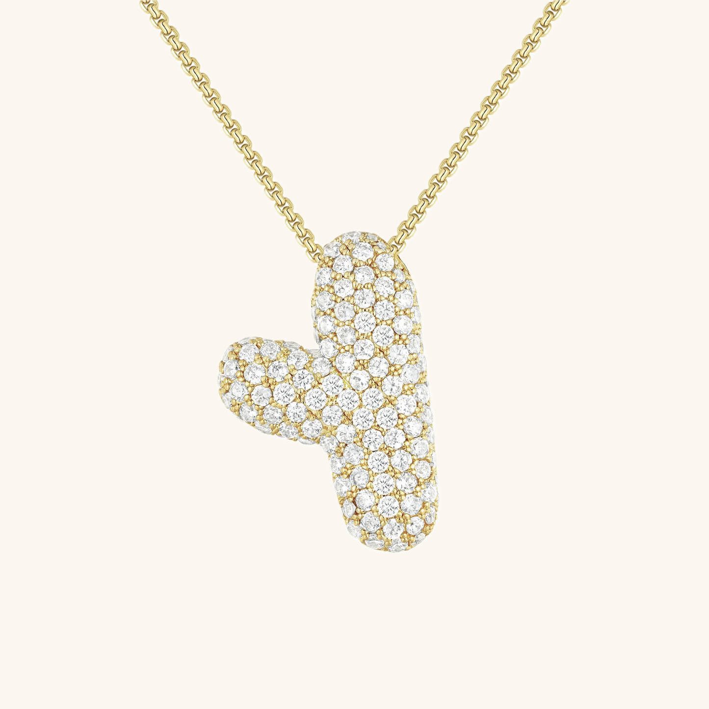 Elegant Bubble Initial Diamond Look Necklace