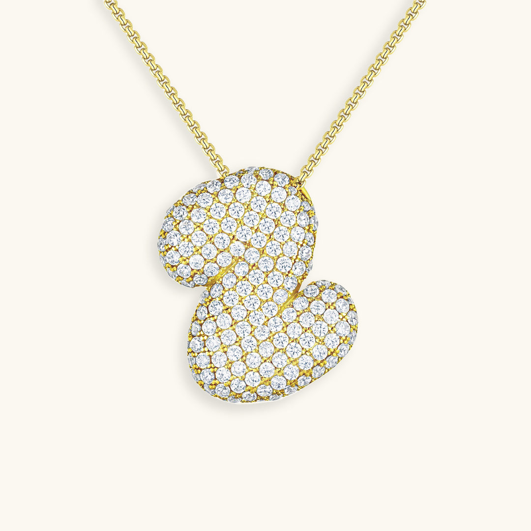 Elegant Bubble Initial Diamond Look Necklace
