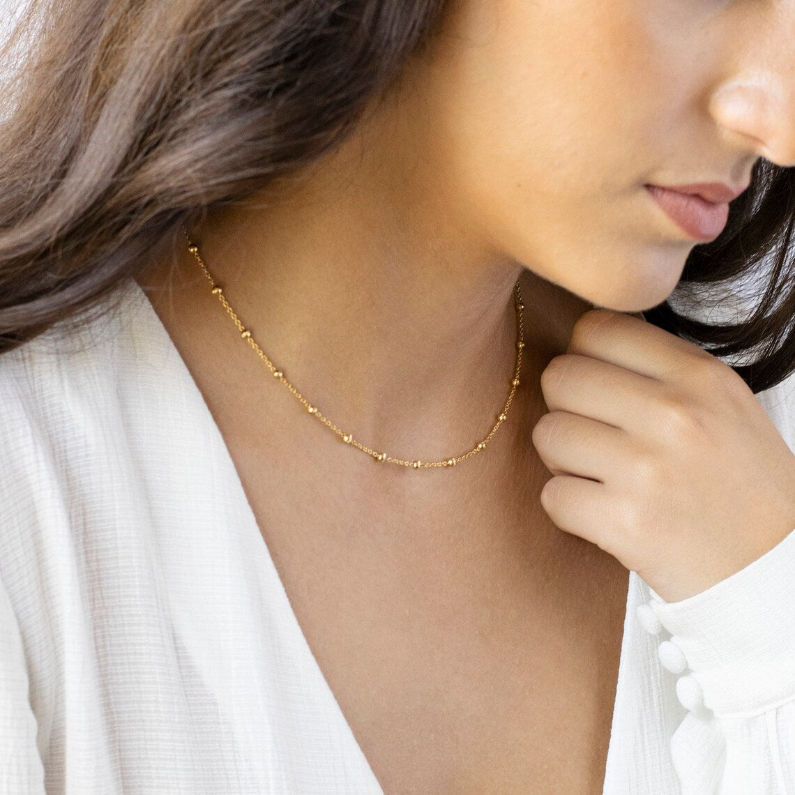 Gold Elegant Satellite Choker Necklace