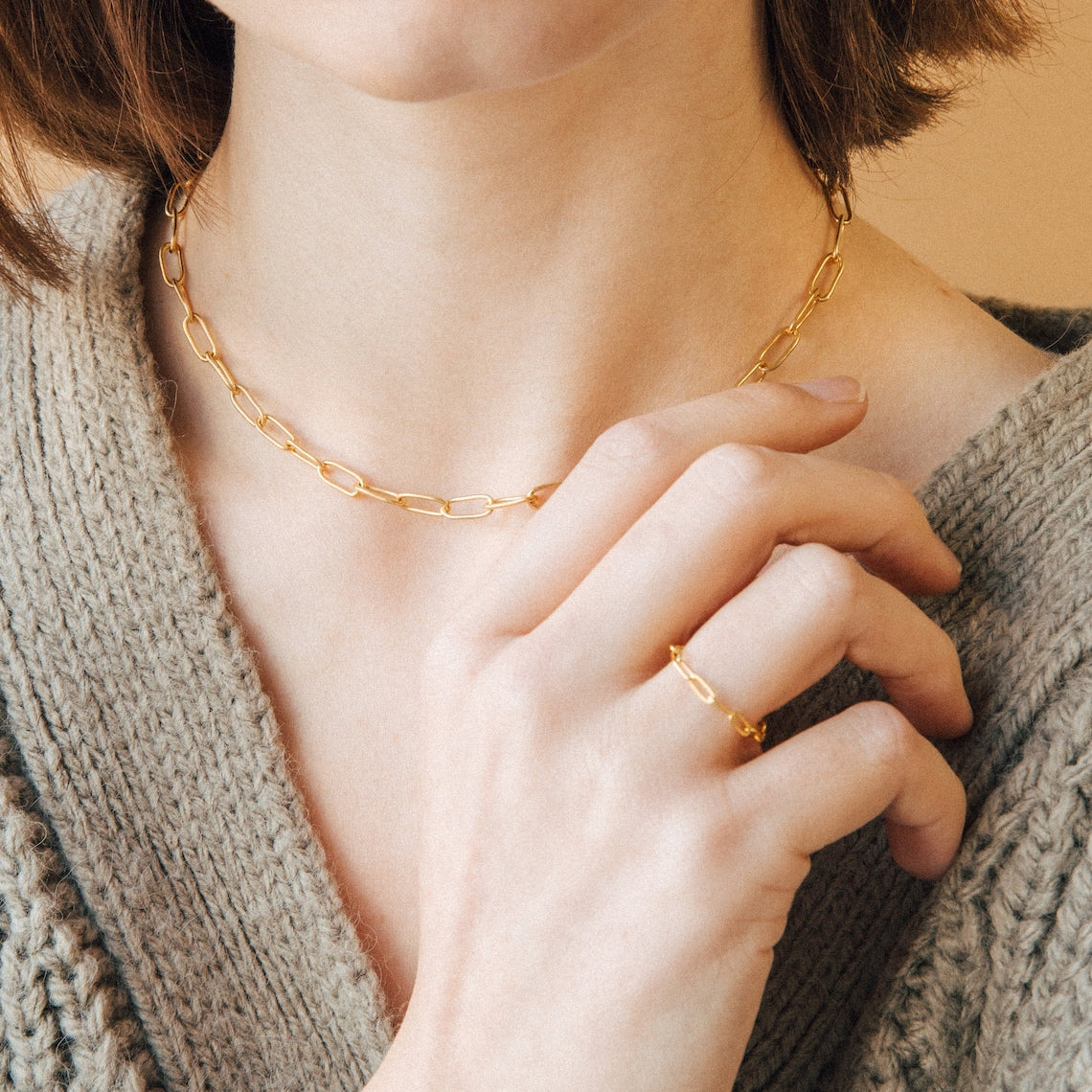 Elegant Layered Clip Chain Pendant Necklace