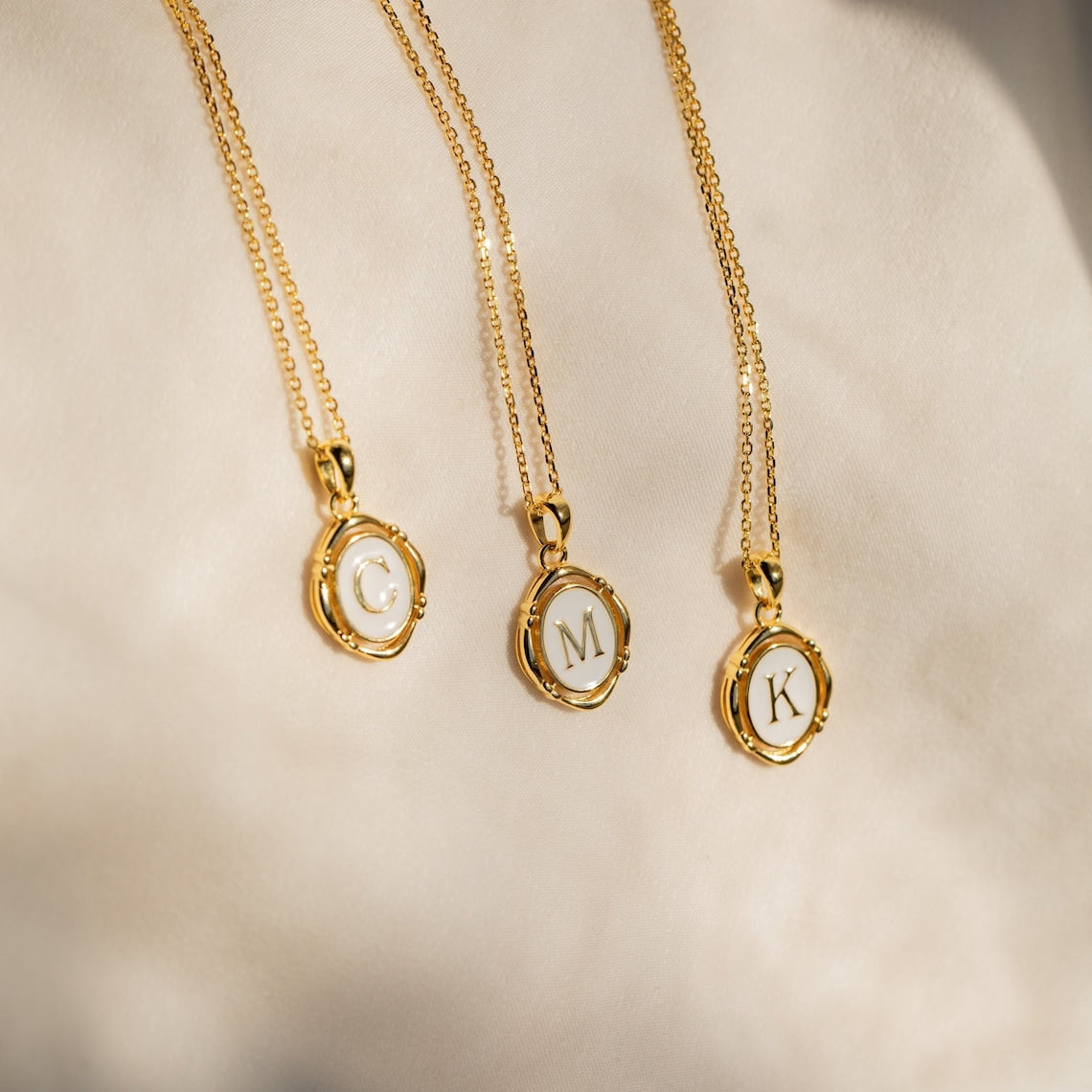 Personalized Initial Pendant Sparkling Enamel Gold Necklace