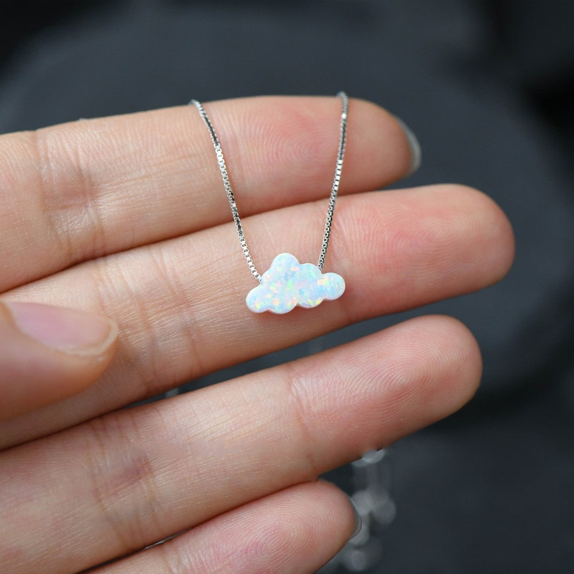 Elegant Cloud Opal With Charming Cloud Pendant Necklace