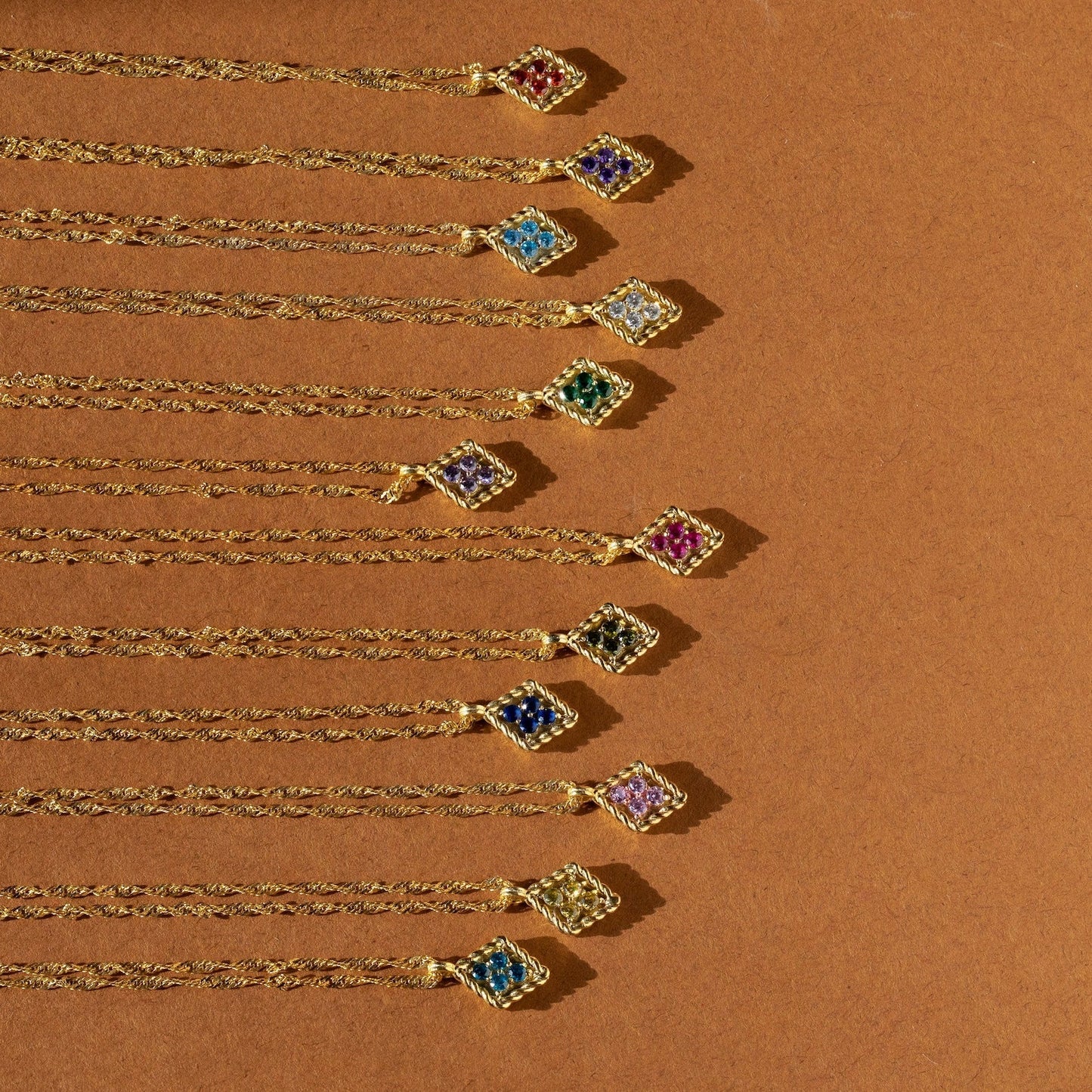 Personalized Birthstone Rhombus Pendant Necklace