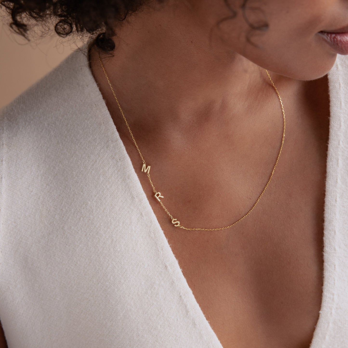 Personalized Side Initials Letter Necklace