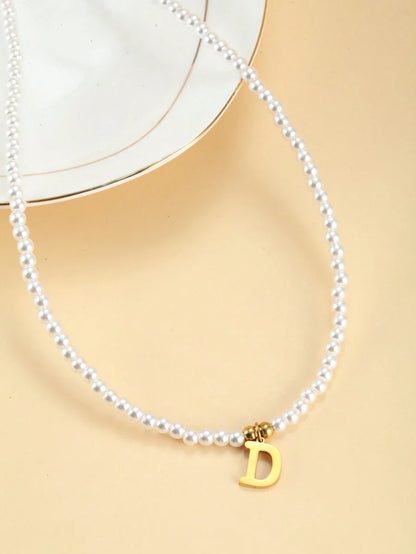 Personalized Engraved Initials Pearl Necklace