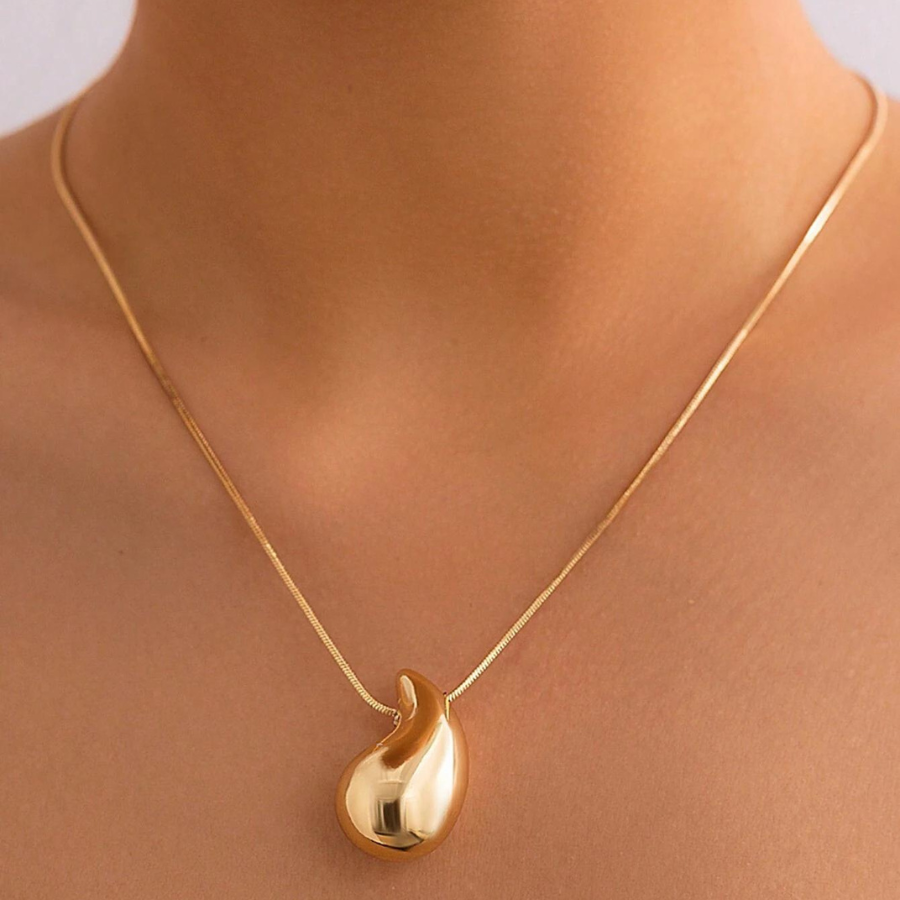 Gold Oversized Water Drop Necklace