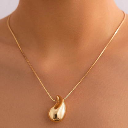 Gold Oversized Water Drop Necklace