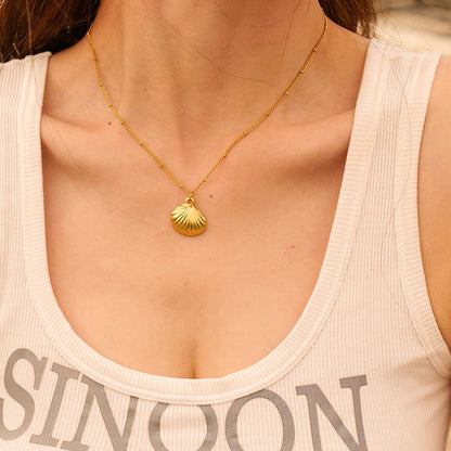 Elegant Gold Seashell Delicate Edna Statement Necklace