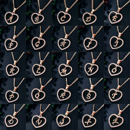 Personalized Elegant Crystal Initial Heart Necklace
