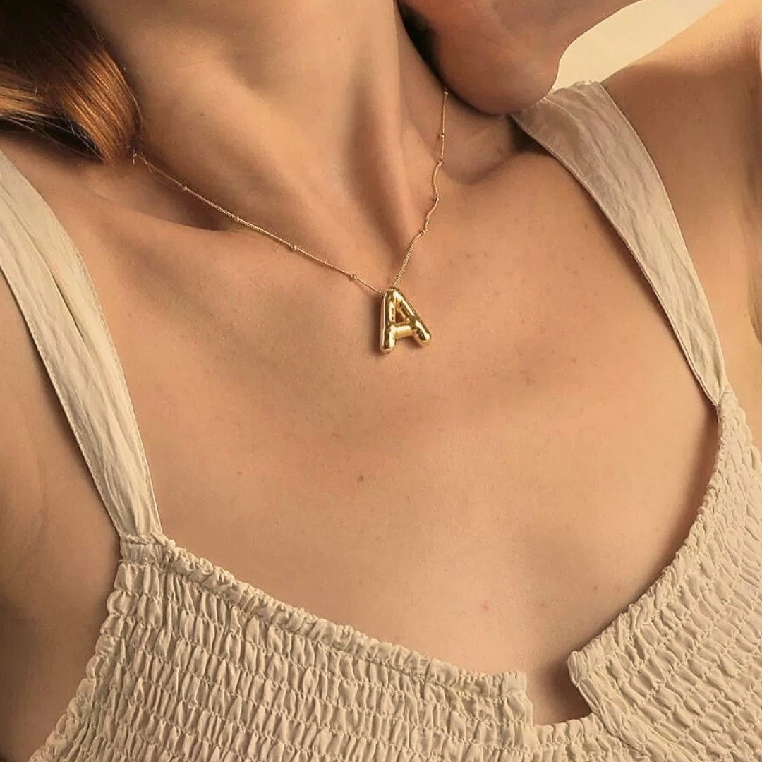 Personalized Gold Ball d'Or Initial Necklace