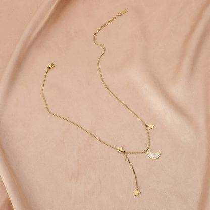 Elegant Crescent Moon & Star Necklace