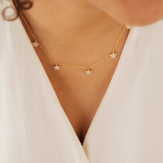 Elegant Diamond Flower Necklace
