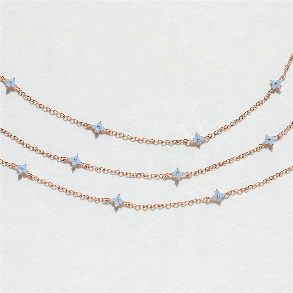 Inlay CZ Flower Necklace