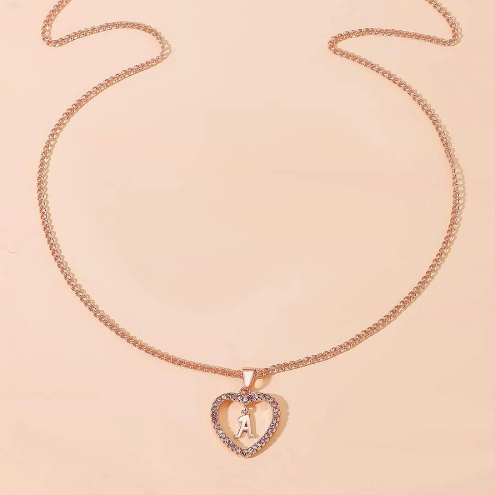 Personalized Elegant Crystal Initial Heart Necklace